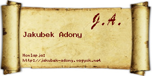 Jakubek Adony névjegykártya